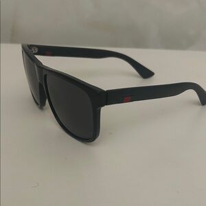 Gucci Men’s Black Sunglasses with Red and Green Details